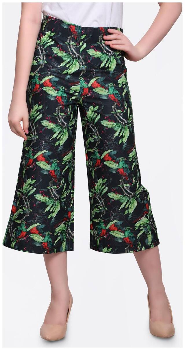 Smarty Pants Women Green Geomatirc Print Bottom Hem Elastic Heram Pants