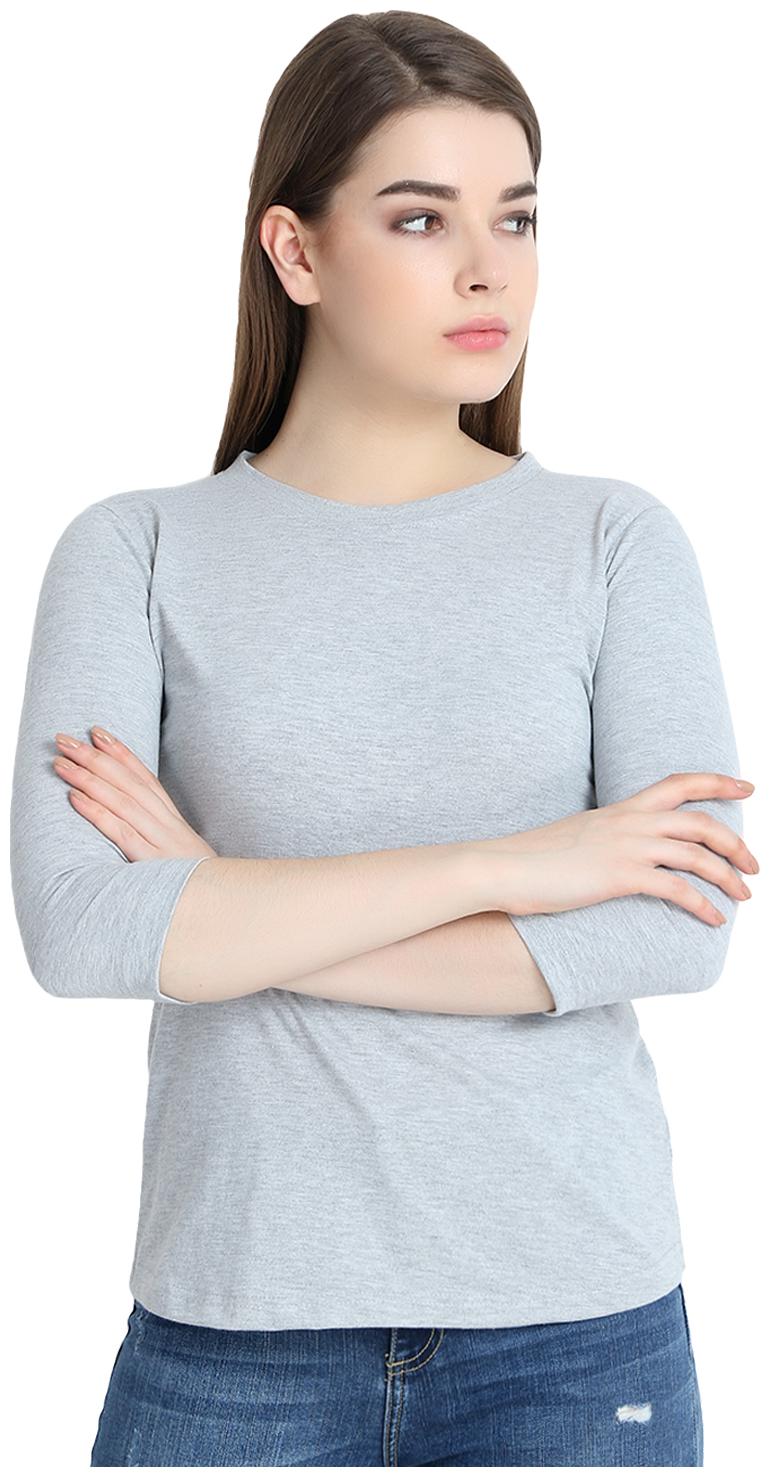 

SNAYATI Women Grey Regular fit Round neck Cotton T shirt
