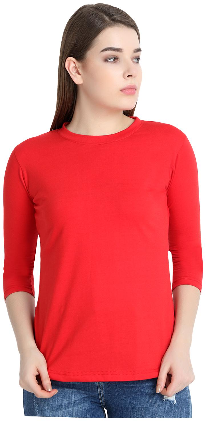 

SNAYATI Women Red Regular fit Round neck Cotton T shirt
