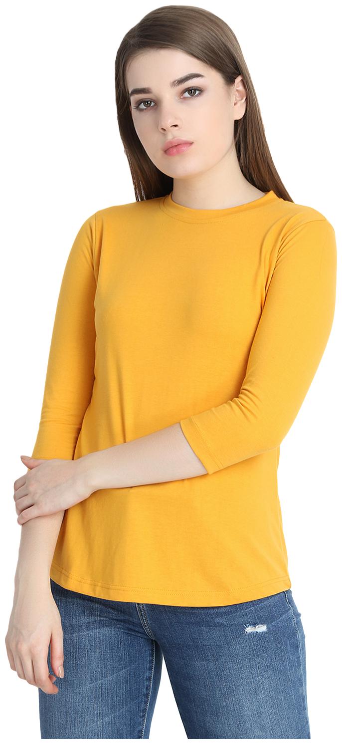 

SNAYATI Women Yellow Regular fit Round neck Cotton T shirt
