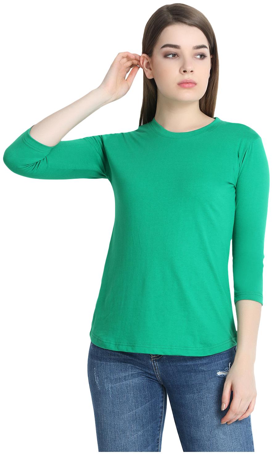 

SNAYATI Women Green Regular fit Round neck Cotton T shirt