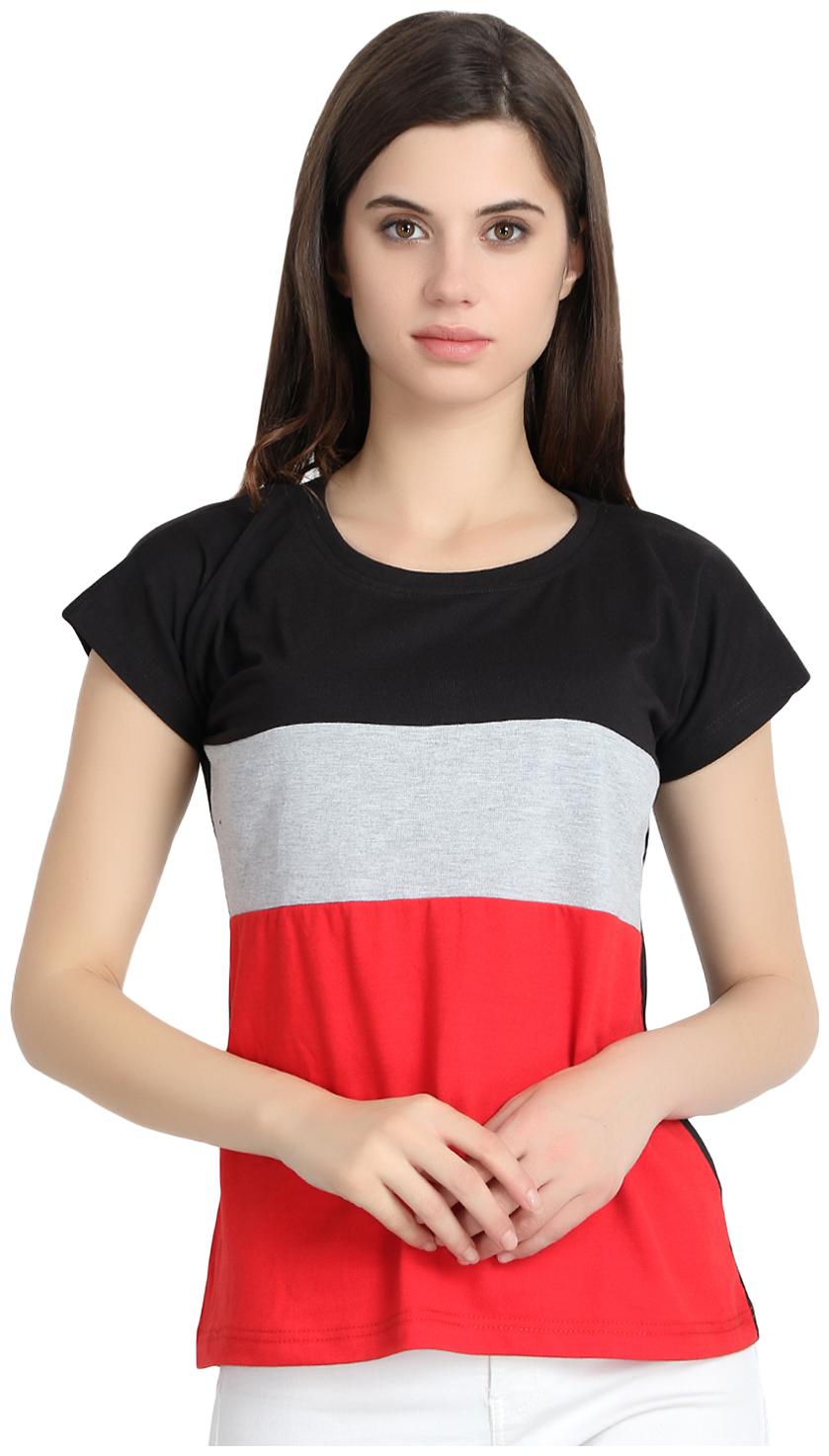 

SNAYATI Women Multi Regular fit Round neck Cotton T shirt