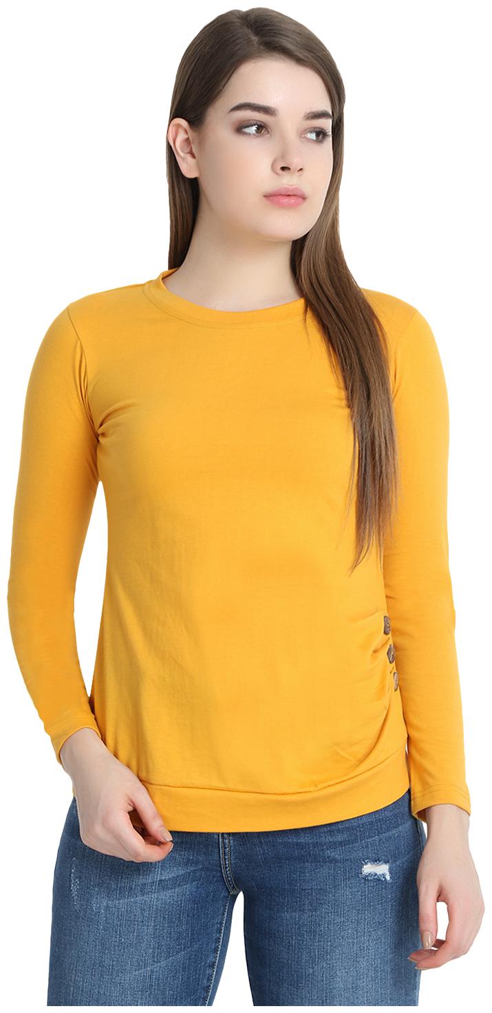 

SNAYATI Women Yellow Regular fit Round neck Cotton T shirt