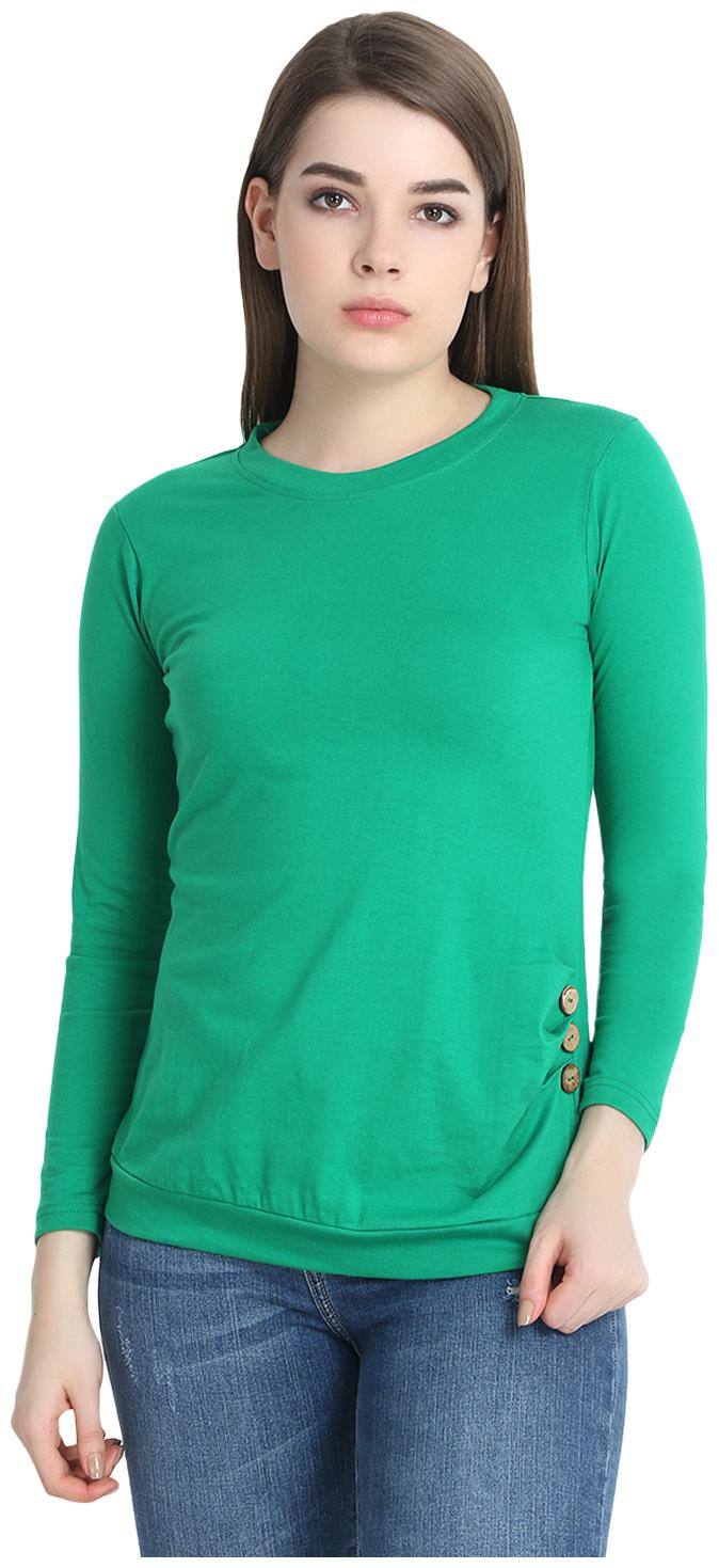 

SNAYATI Women Green Regular fit Round neck Cotton T shirt
