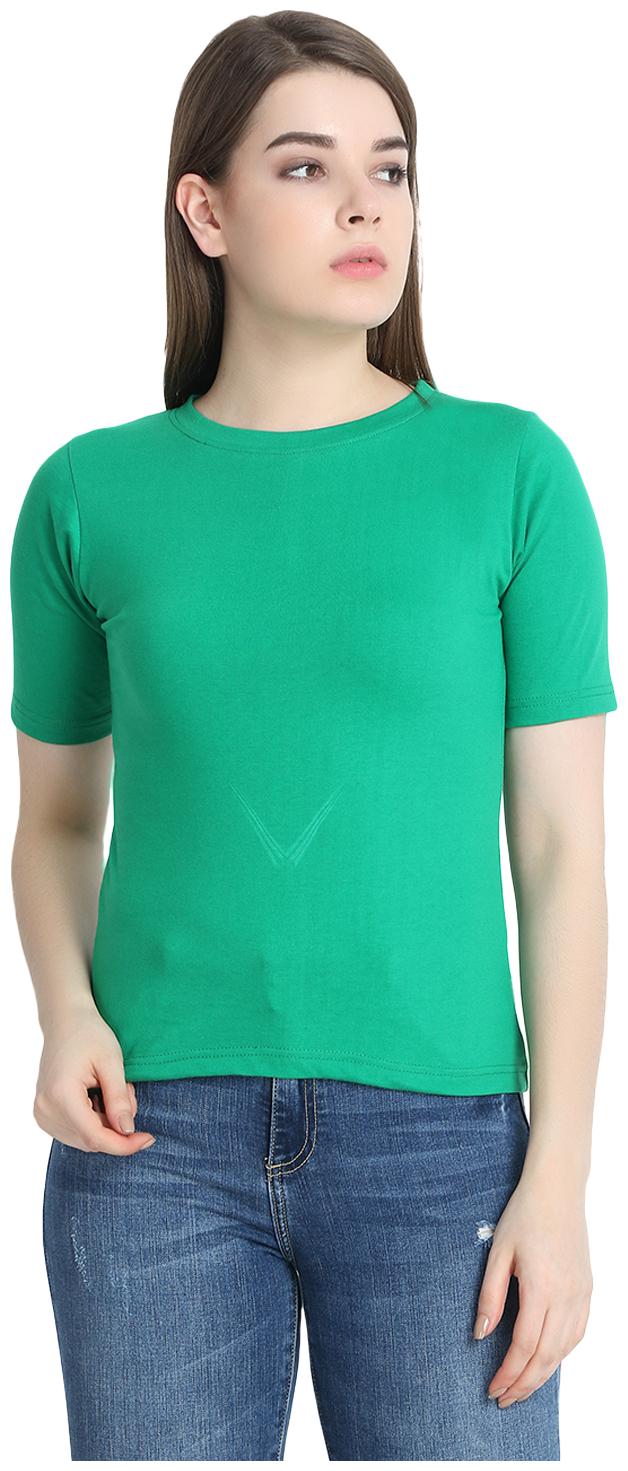 

SNAYATI Women Green Regular fit Round neck Cotton T shirt