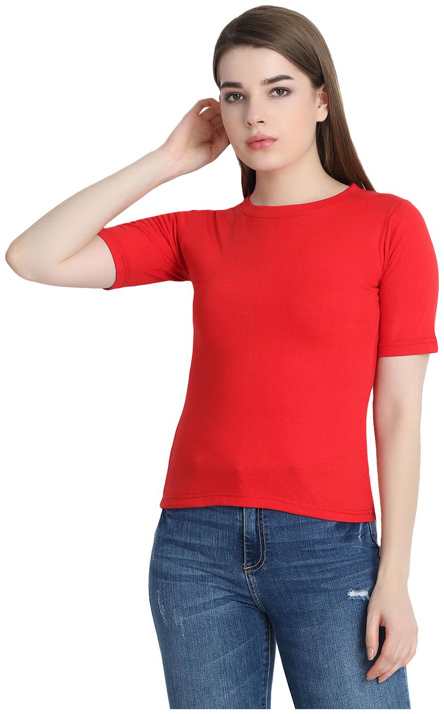 

SNAYATI Women Red Regular fit Round neck Cotton T shirt
