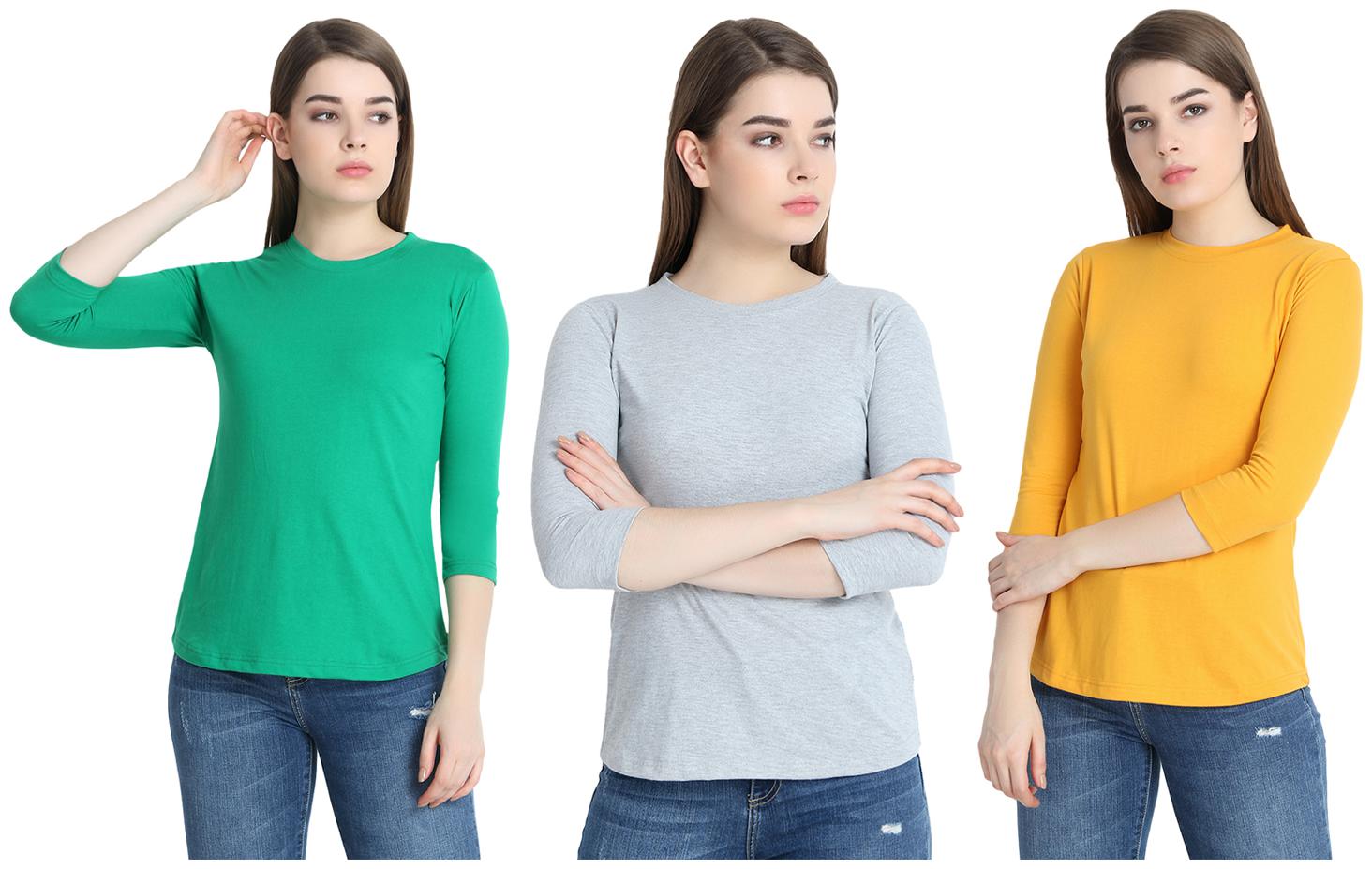 

SNAYATI Women Multi Regular fit Round neck Cotton T shirt