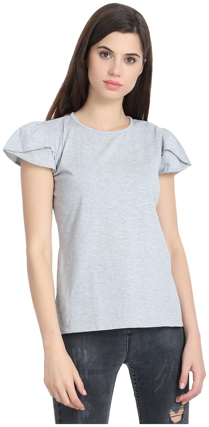 

SNAYATI Women Grey Regular fit Round neck Cotton T shirt