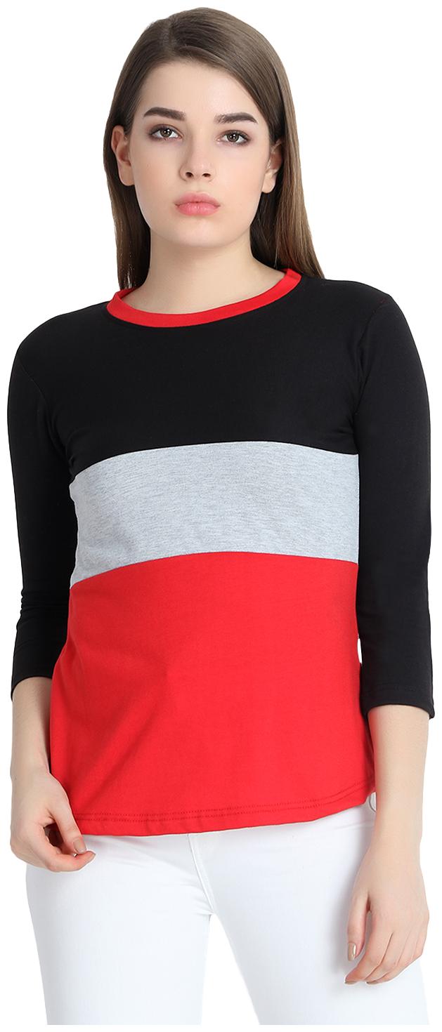 

SNAYATI Women Multi Regular fit Round neck Cotton T shirt