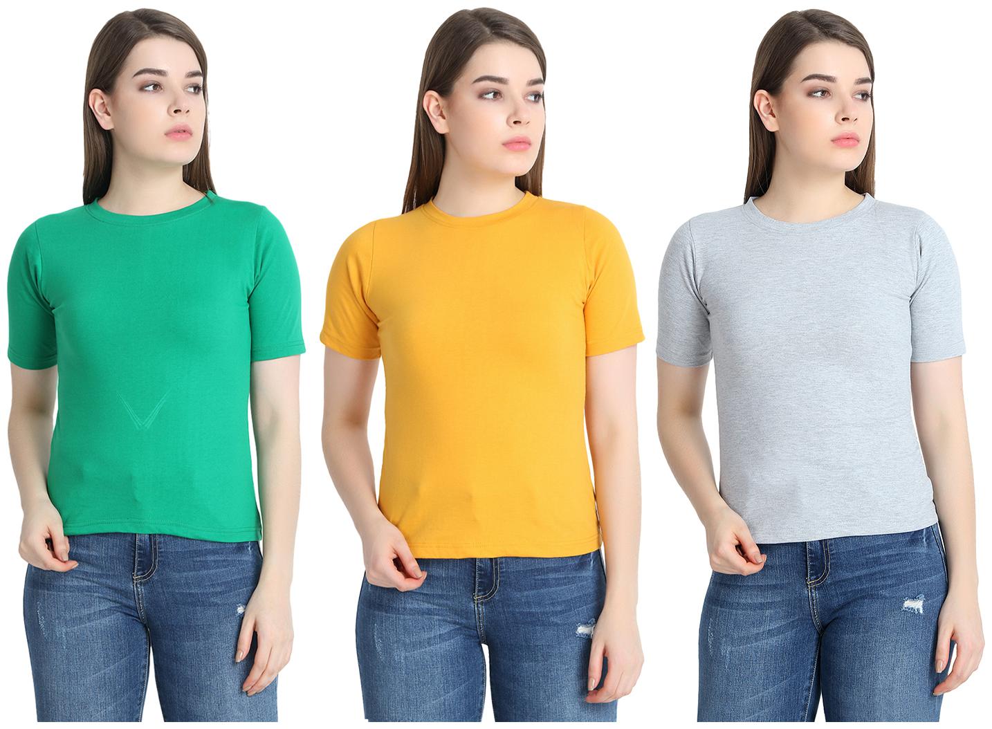 

SNAYATI Women Multi Regular fit Round neck Cotton T shirt