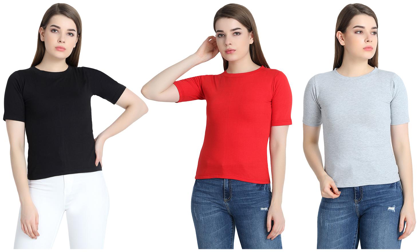 

SNAYATI Women Multi Regular fit Round neck Cotton T shirt