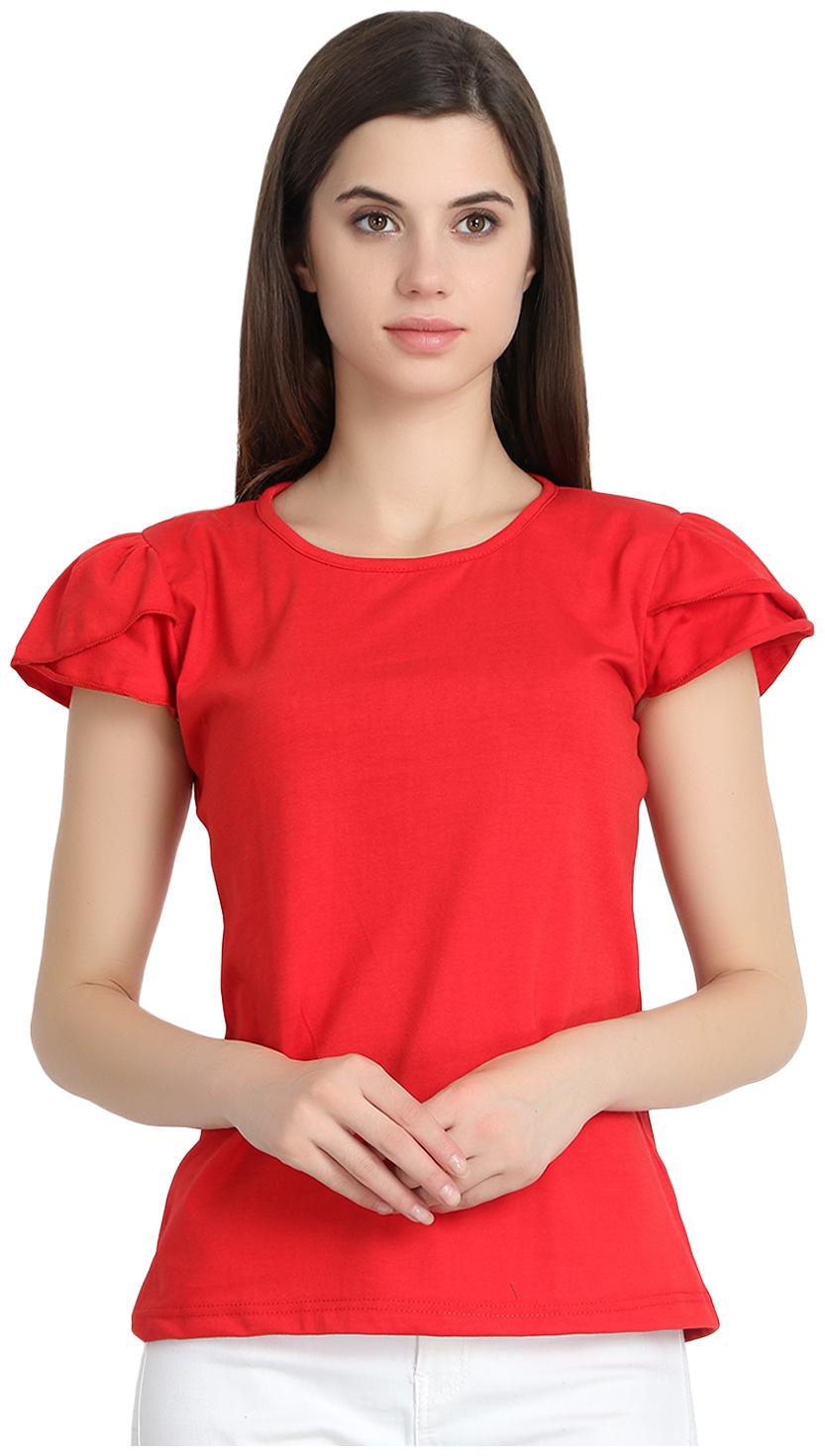 

SNAYATI Women Red Regular fit Round neck Cotton T shirt