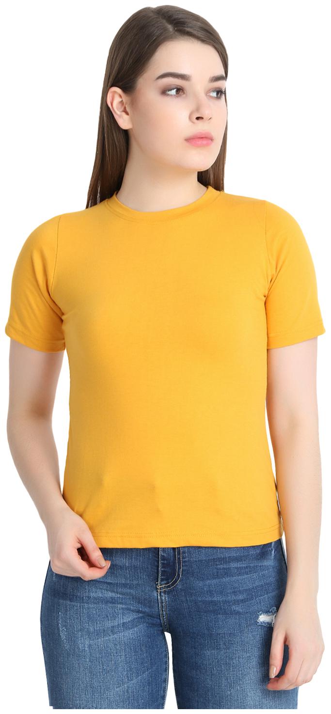 

SNAYATI Women Yellow Regular fit Round neck Cotton T shirt