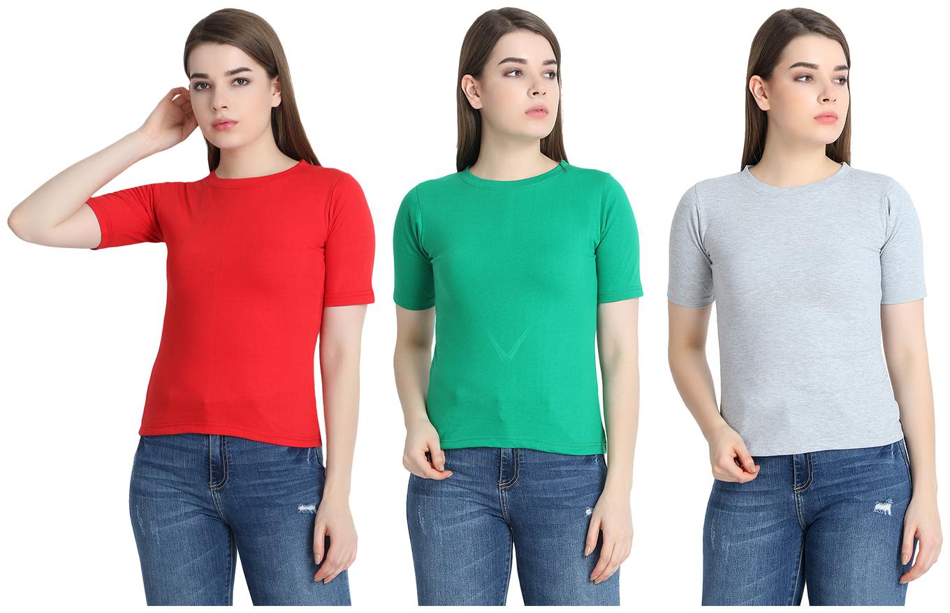 

SNAYATI Women Multi Regular fit Round neck Cotton T shirt