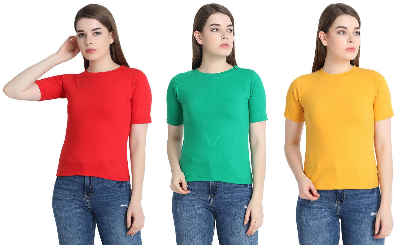 

SNAYATI Women Multi Regular fit Round neck Cotton T shirt