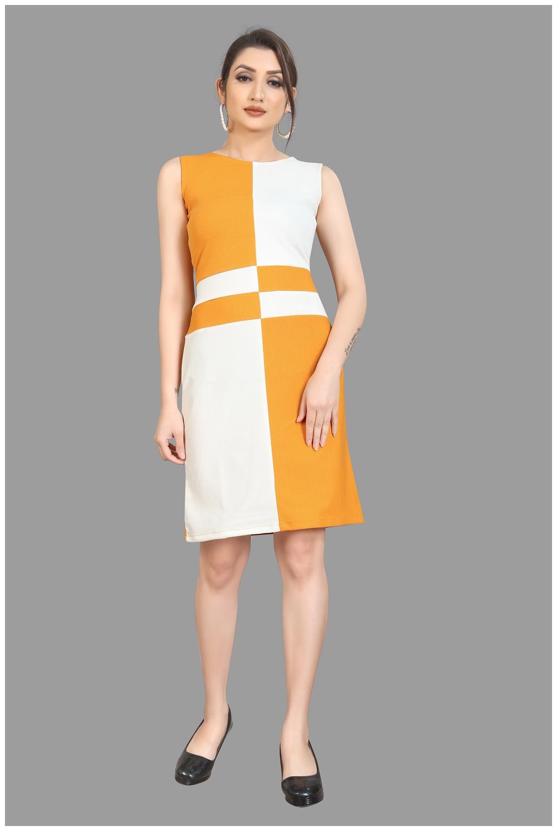 

SNH EXPORT Yellow White Colorblocked Bodycon dress