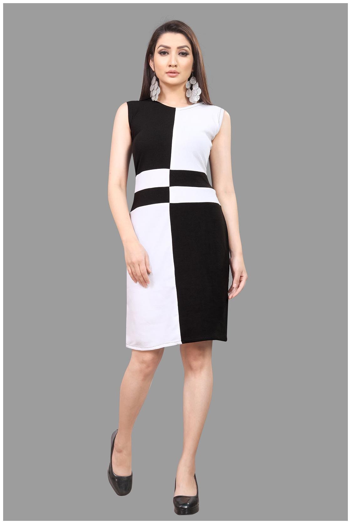 

SNH EXPORT Black White Colorblocked Bodycon dress