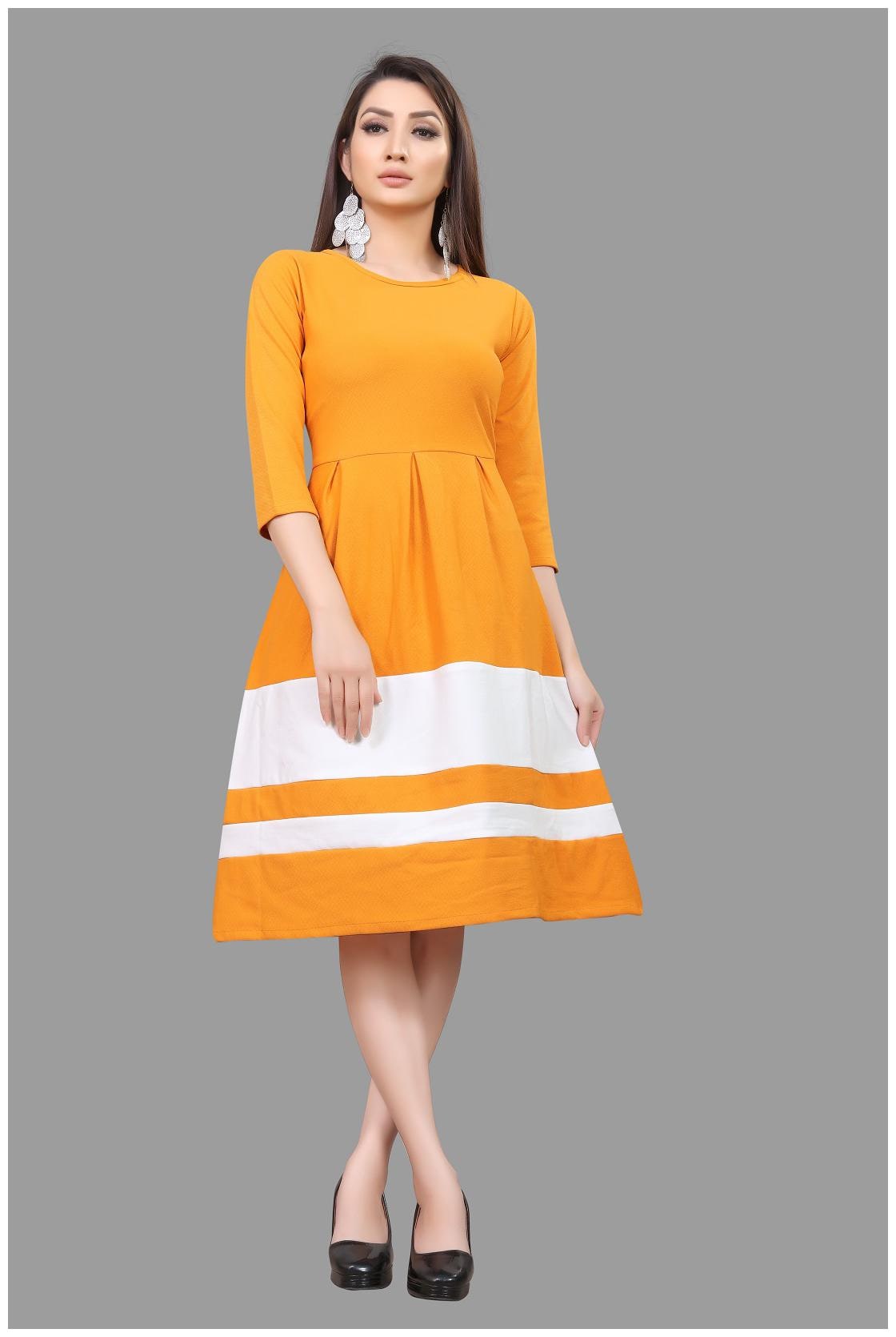 

SNH EXPORT Yellow Colorblocked Bodycon dress