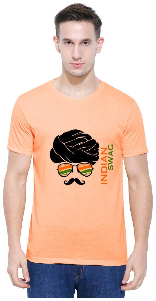 Buy Snoby Men S Indian Swag Casual Orange Printed Tshirt Online At