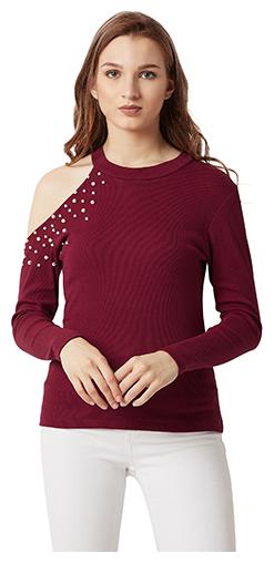 

Miss Chase Women Solid Regular top - Maroon