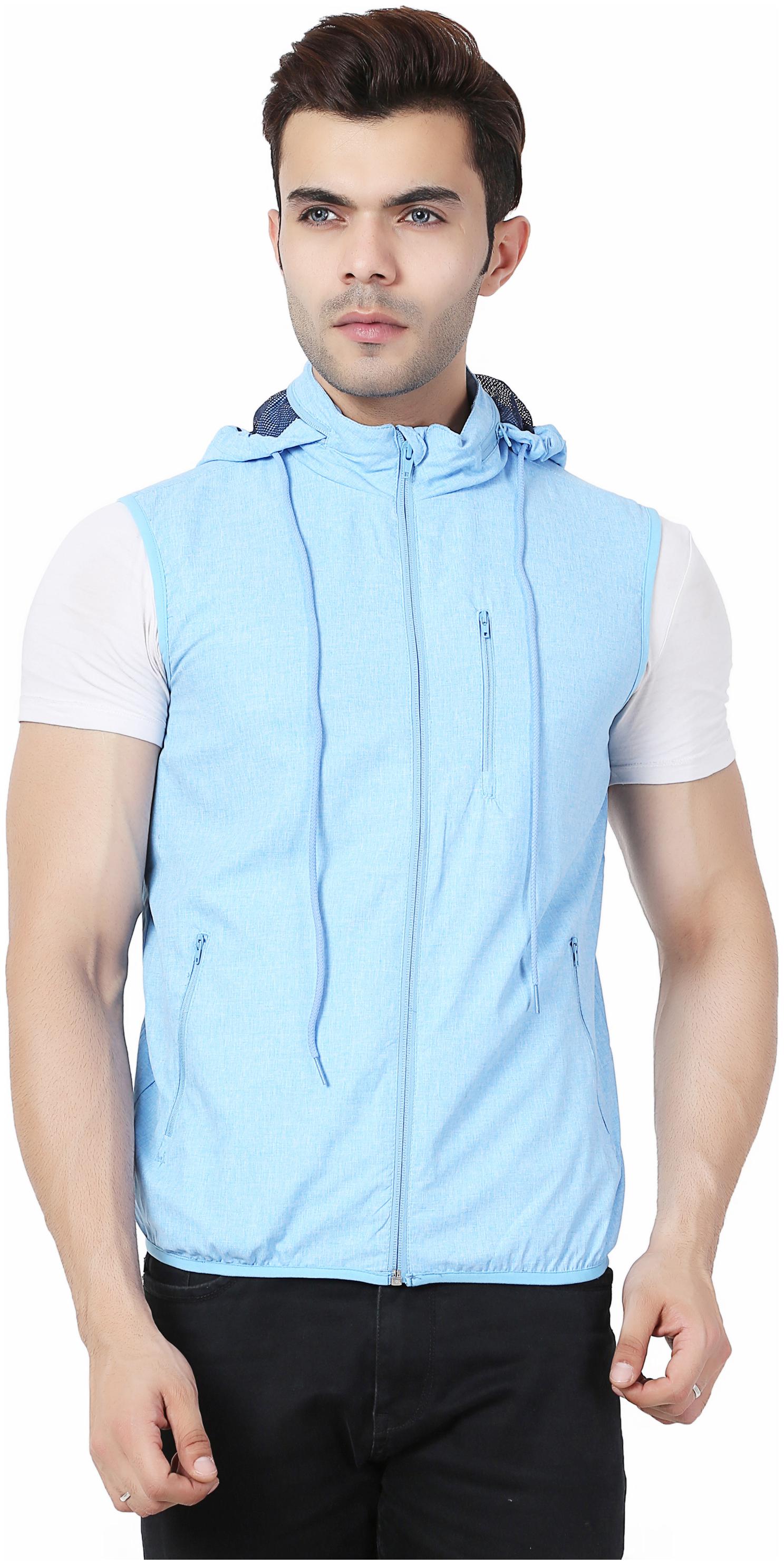 

SOC 7060 Sky Blue Sleeveless Hoodie Jacket