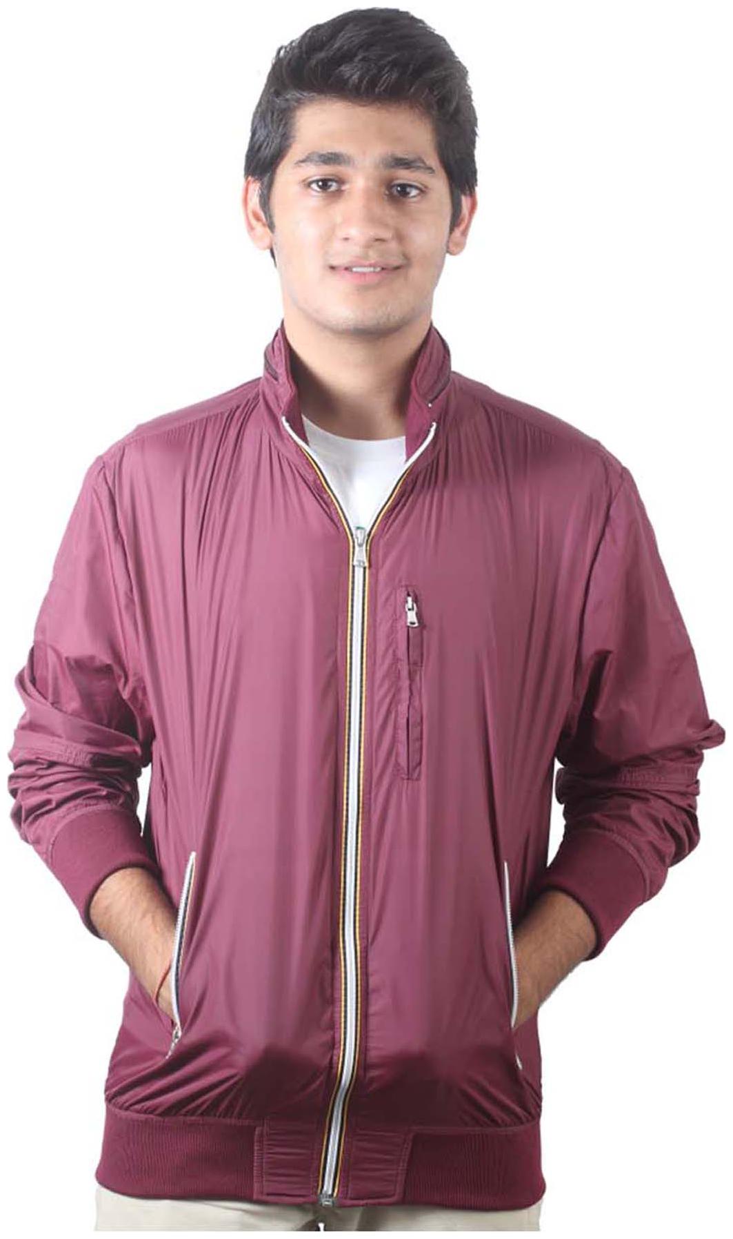 

SOC Men Maroon Solid Biker jacket