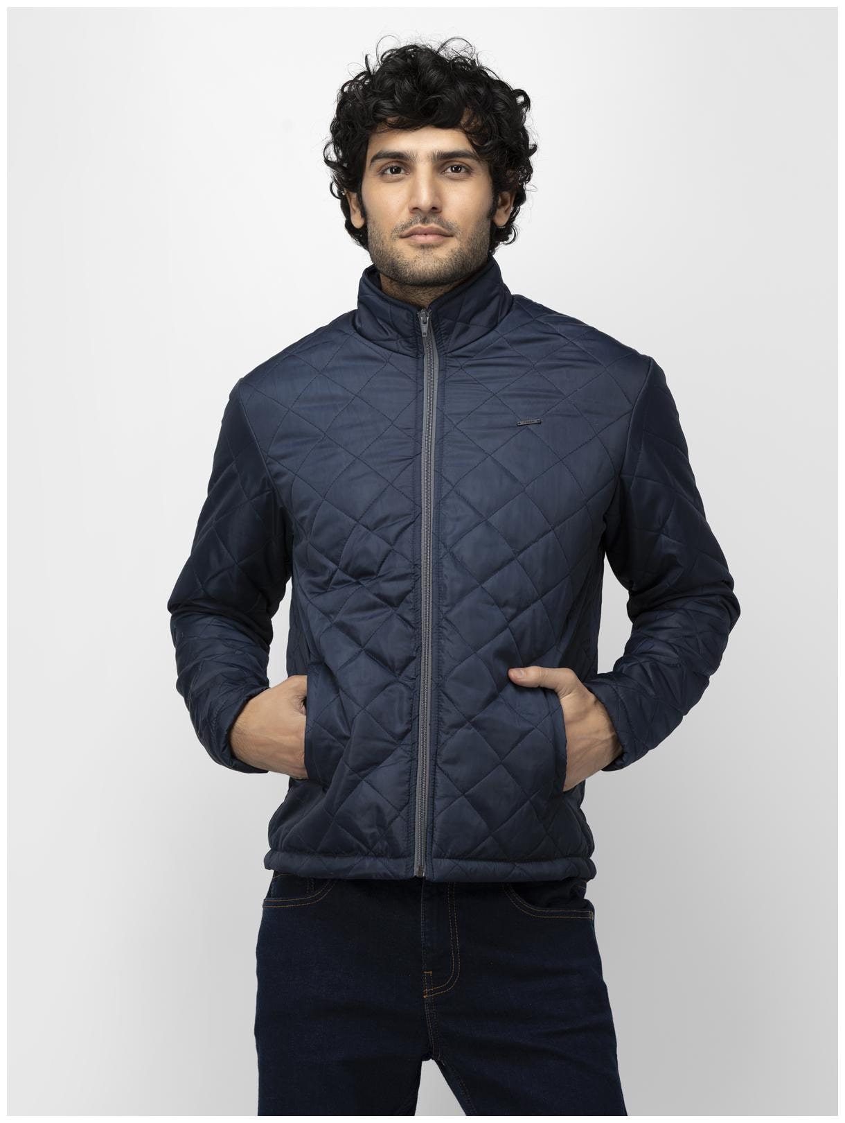 

SOC Men Navy blue Solid Quilted jacket