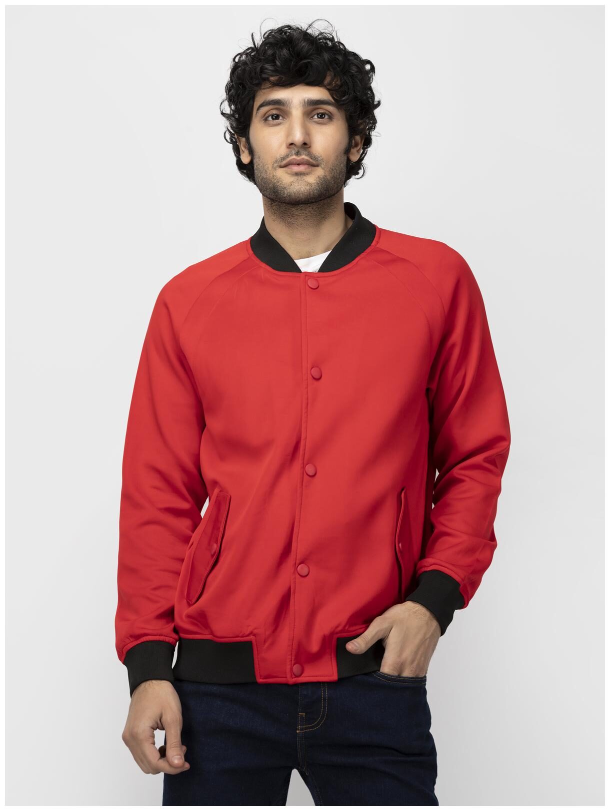 

SOC Men Red Solid Bomber jacket