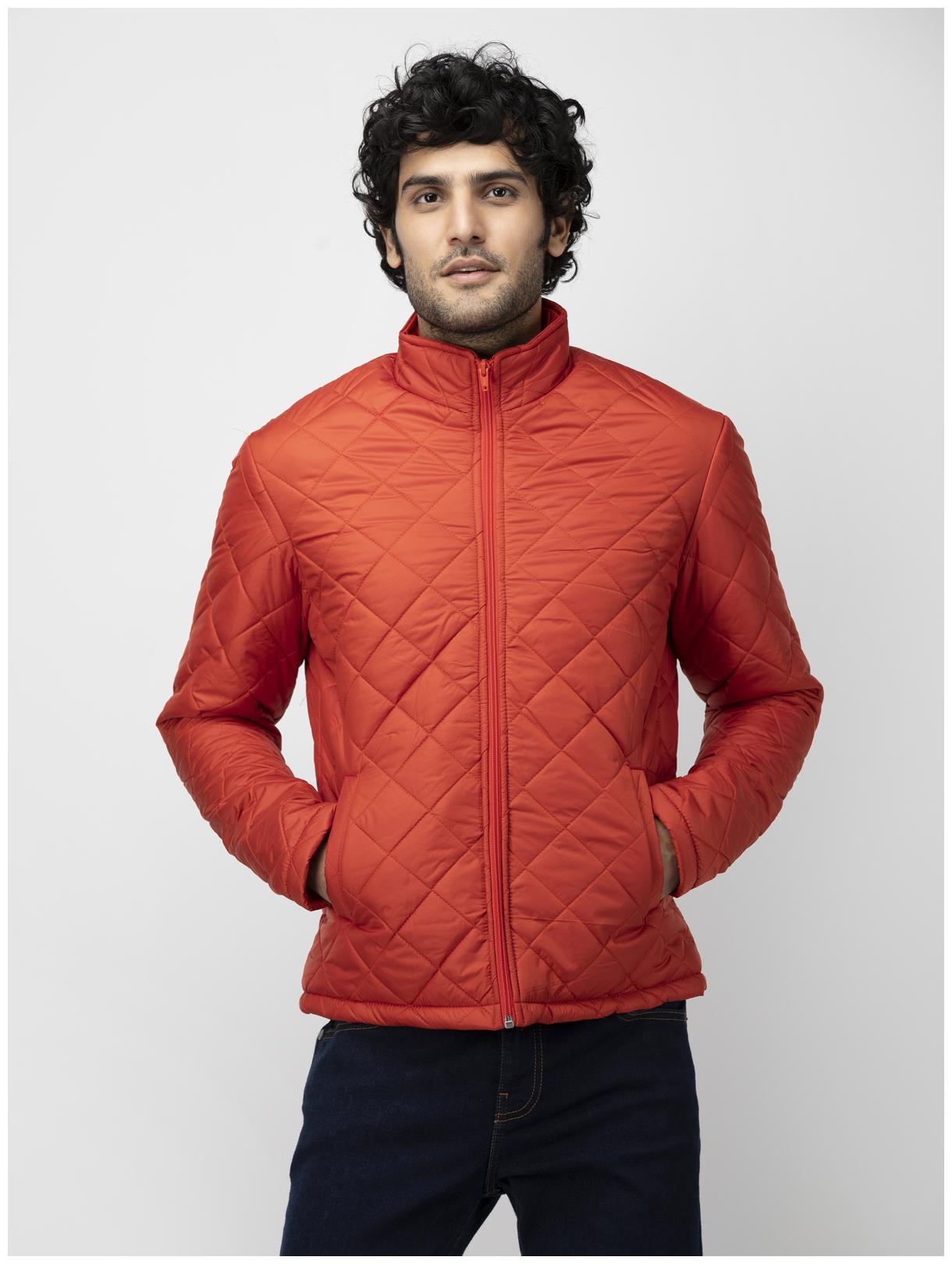 

SOC Men Orange Solid Quilted jacket