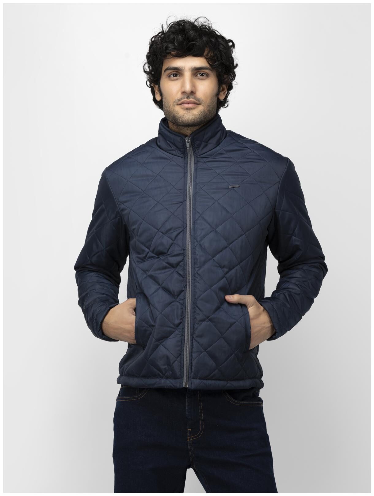 

SOC Men Navy blue Solid Quilted jacket