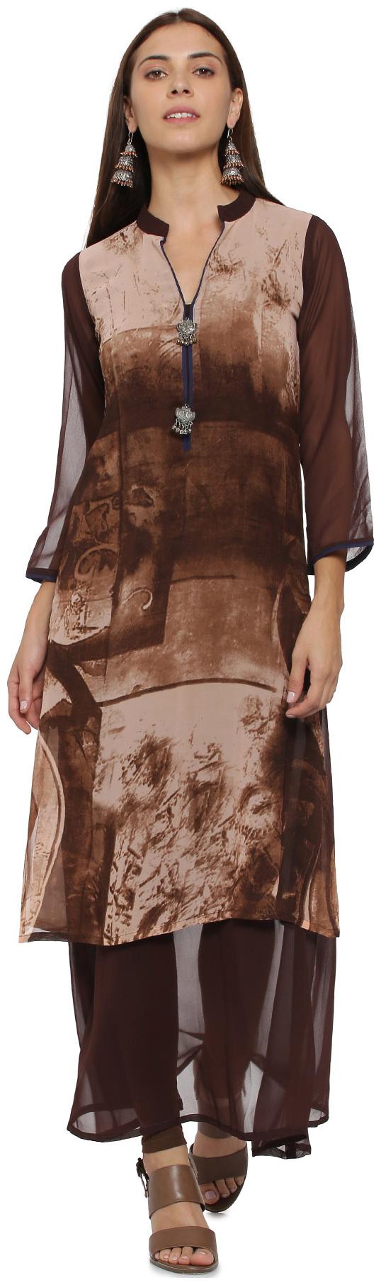 

Soch Women Brown Printed Straight Kurta
