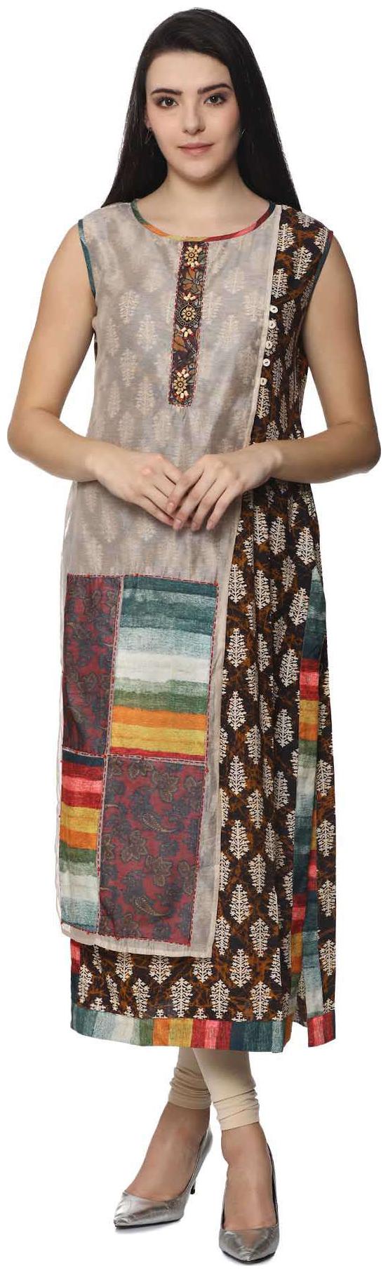 

Soch Women Beige Printed Layered Kurta