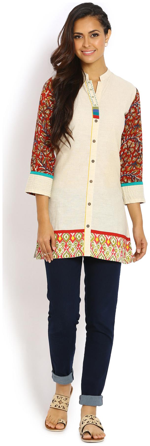 

Soch Women Beige Printed Straight Kurti