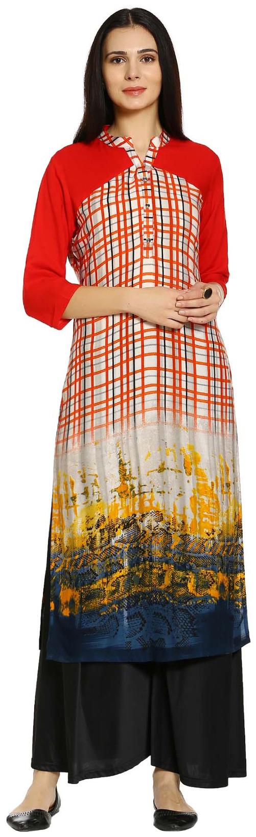 

Soch Women Beige Printed Straight Kurti