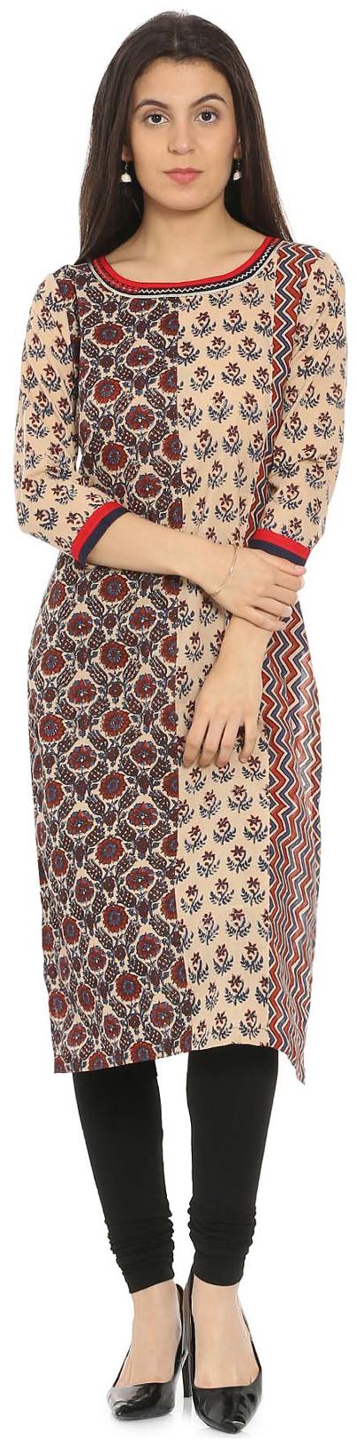 

Soch Women Beige Printed Straight Kurti