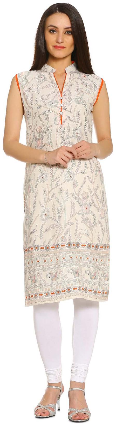

Soch Women Beige Printed Straight Kurta