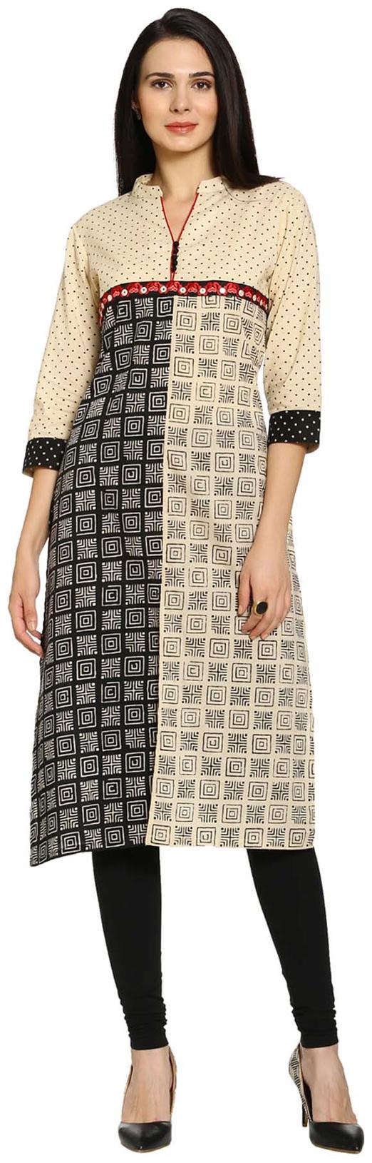 

Soch Women Beige Printed Straight Kurta