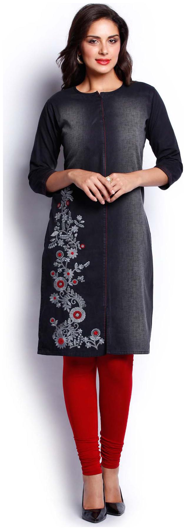 

Soch Women Black Embroidered Straight Kurta