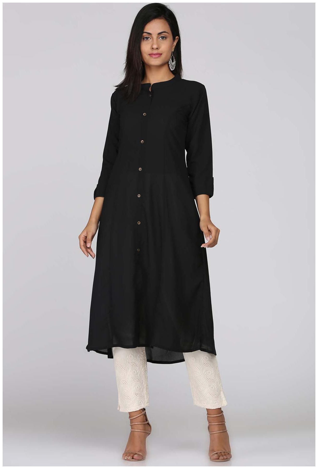 

Soch Black Crepe Solid Kurti