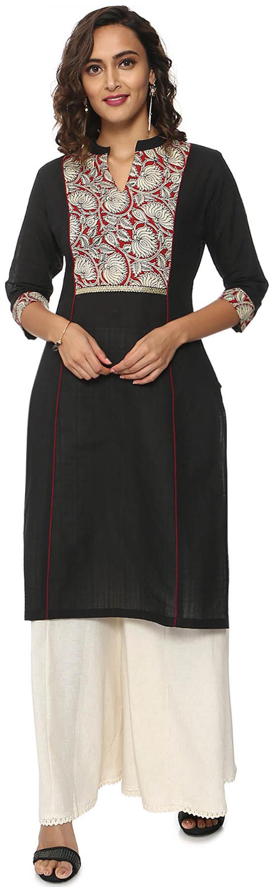 

Soch Black Cotton Printed Kurti