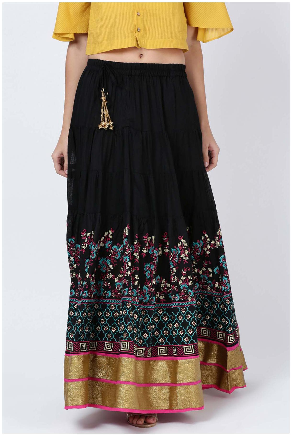 

Soch Printed Straight skirt Maxi Skirt - Black