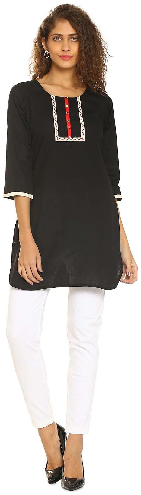 

Soch Black Plain Cotton Kurti