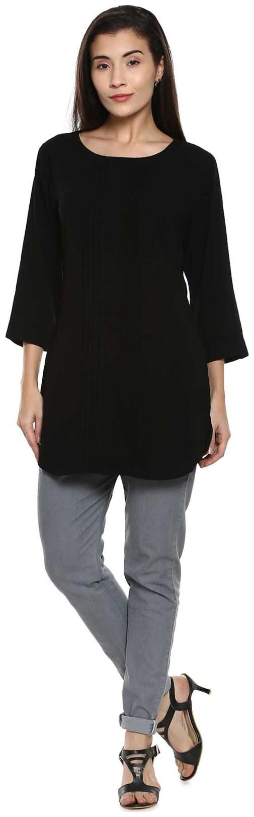 

Soch Women Solid Regular tunic - Black