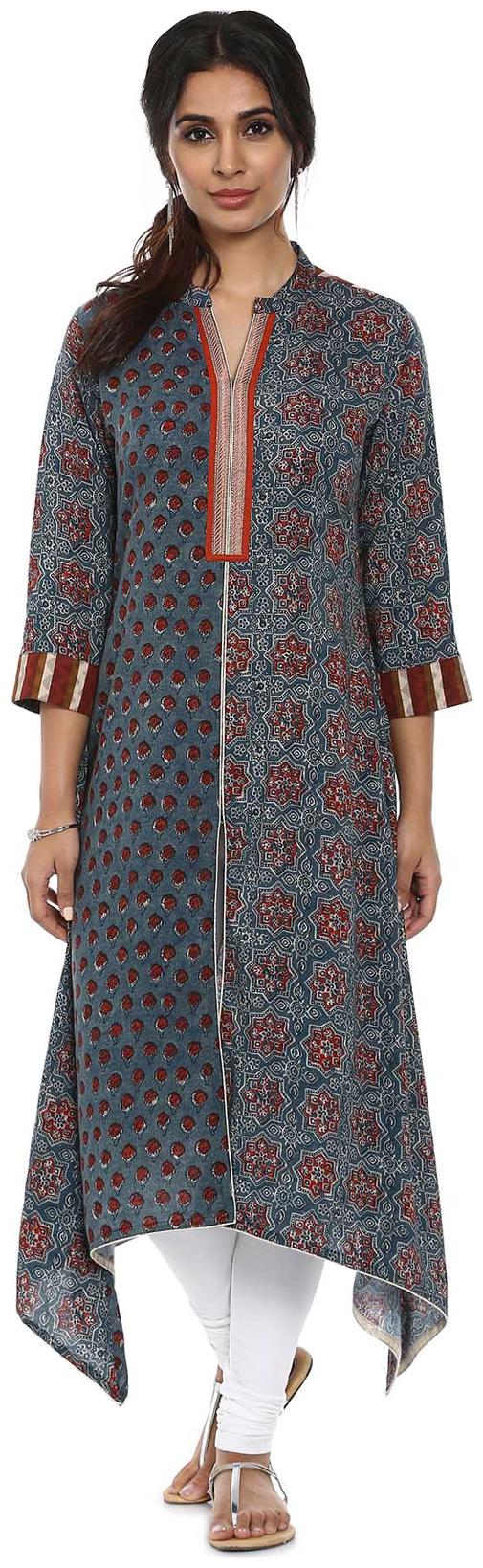 

Soch Women Blue Printed Straight Kurta