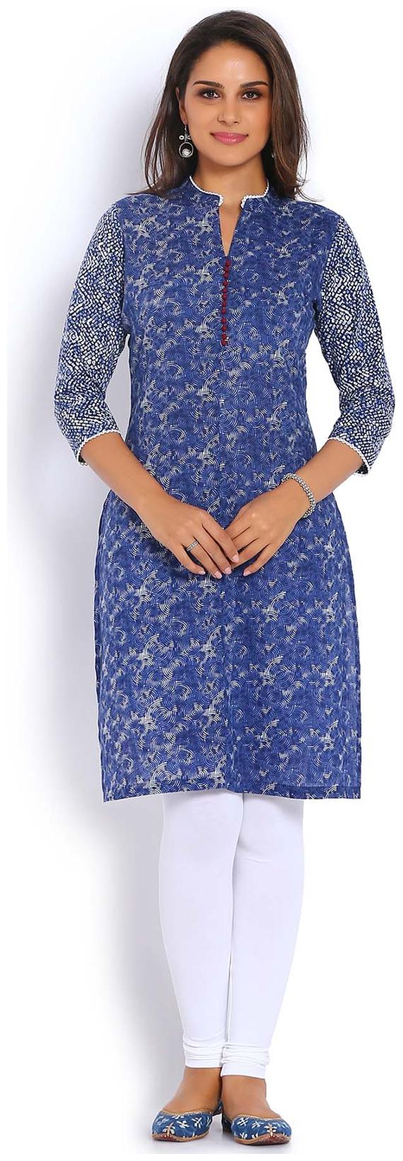 

Soch Women Blue Printed Straight Kurta