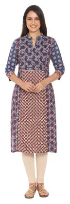 

Soch Women Blue Printed Straight Kurta