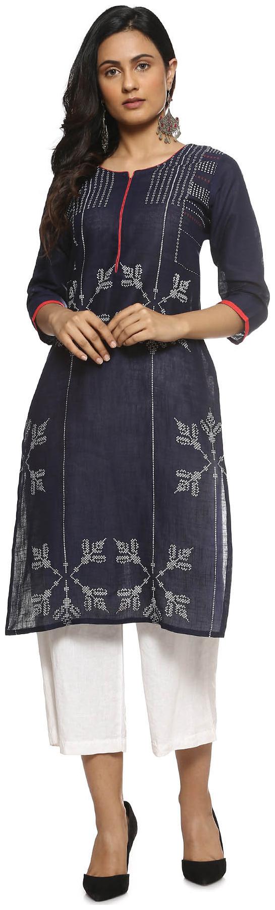

Soch Women Blue Printed Straight Kurta