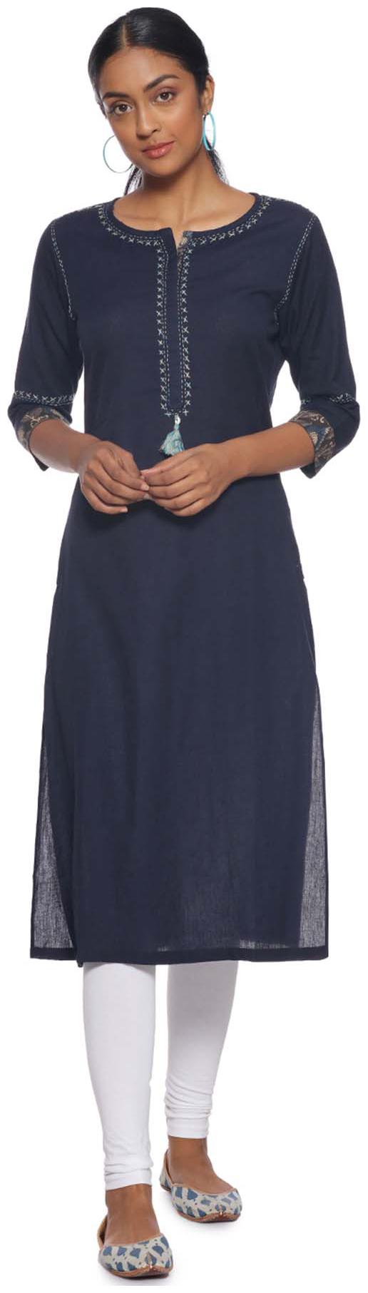 

Soch Women Blue Solid Straight Kurti
