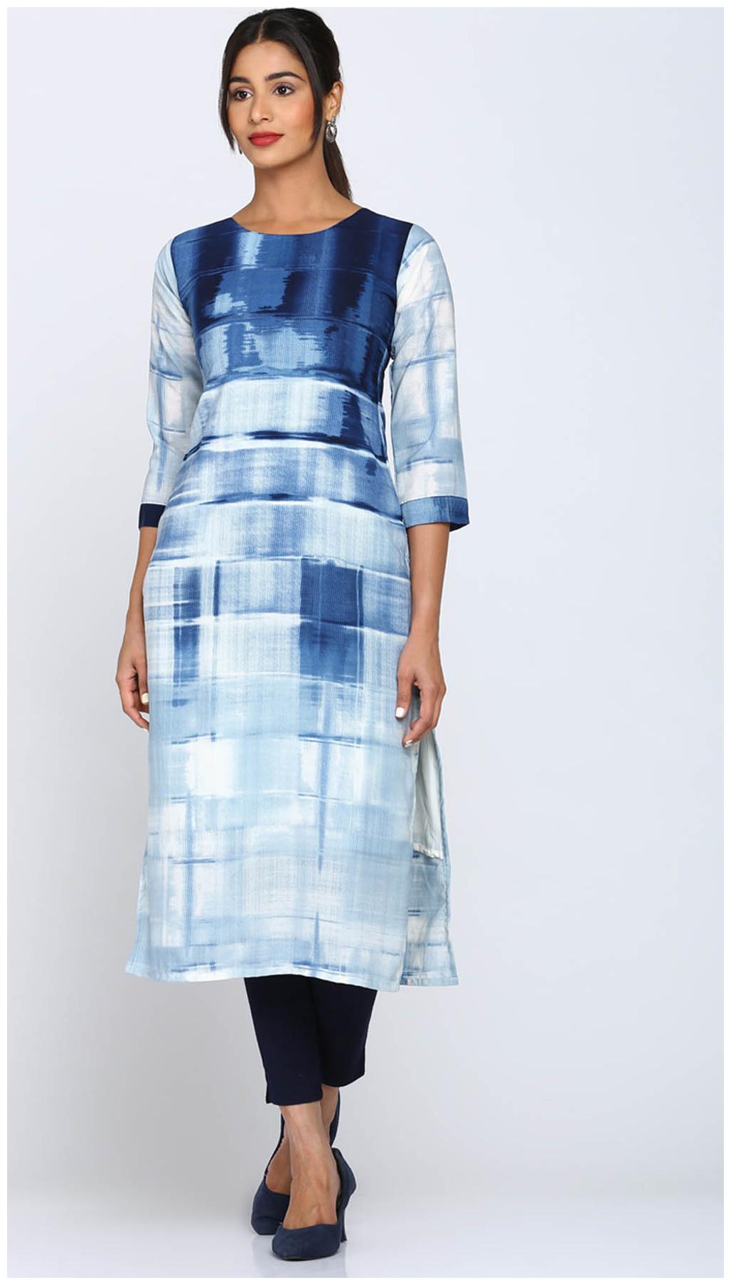 

Soch Women Blue Printed Straight Kurti