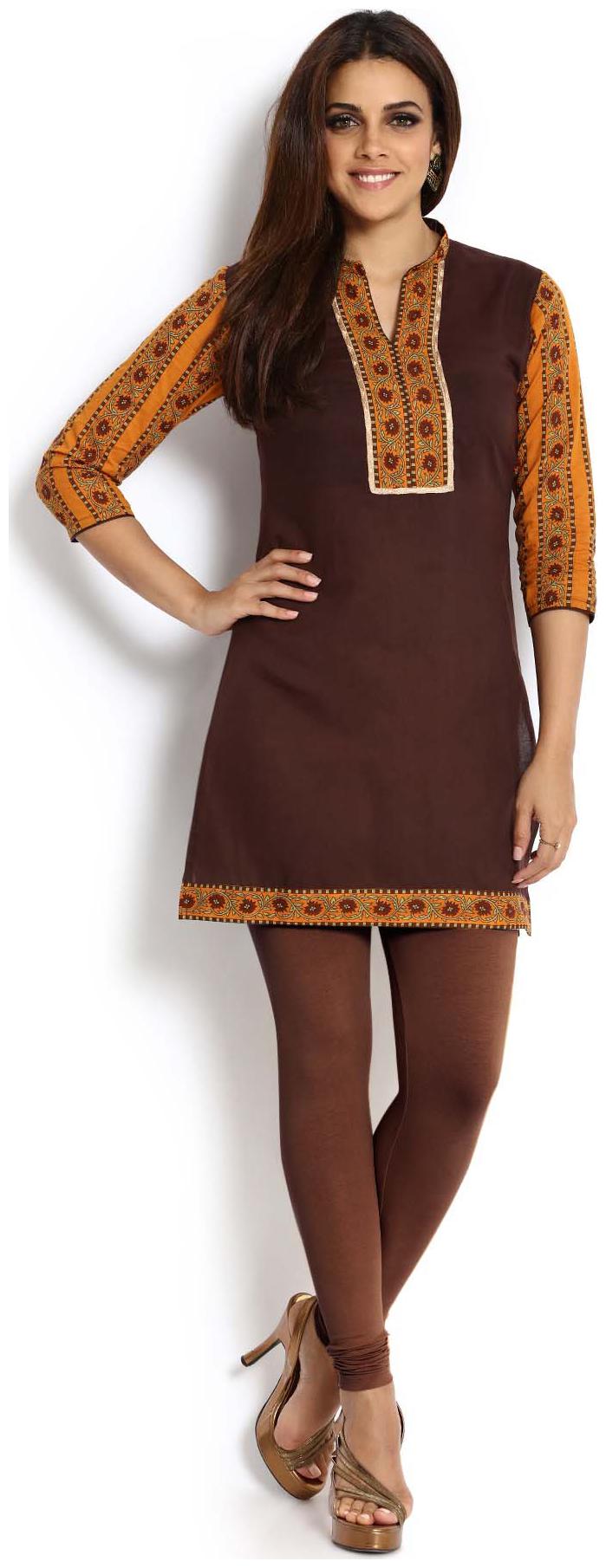

Soch Women Brown Solid Straight Kurti